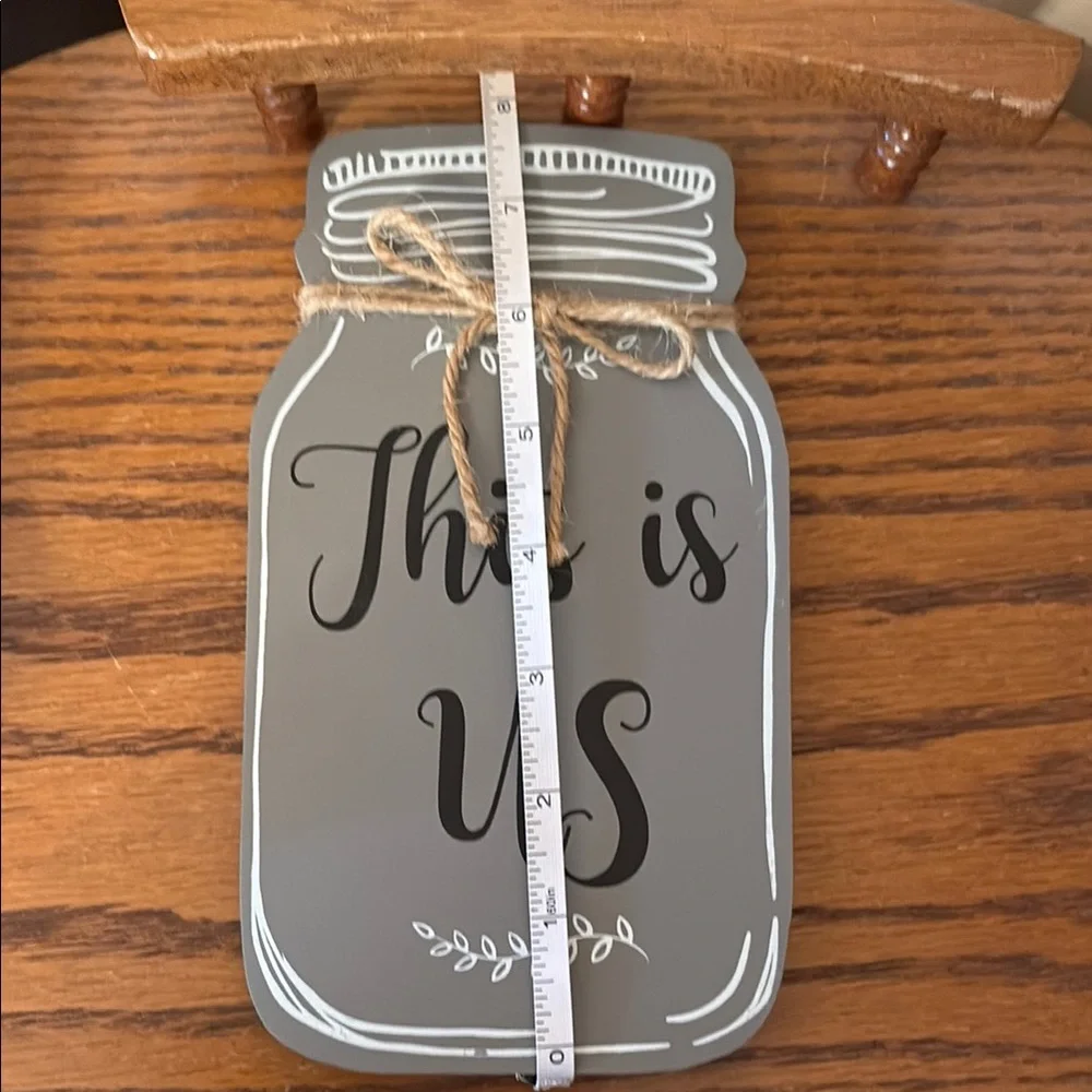 Mason Jar Wall Decor Gray with Rope Accent